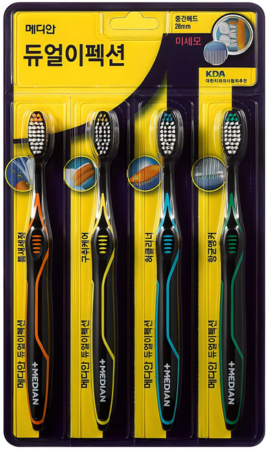 메디안 듀얼이펙션 미세모 칫솔, 4개입, 1개