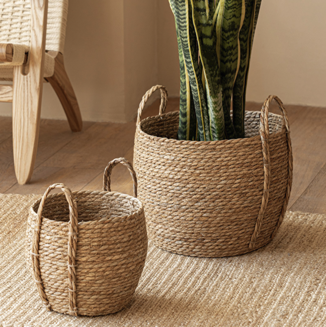 오누하임+ 라탄 해초 바구니 화분커버, 1개, 네츄럴