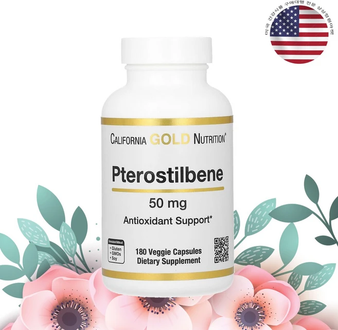 캘리포니아골드 CGN 프테로스틸벤 50mg 180정 Pterostilbene, 1개 - 쿠팡