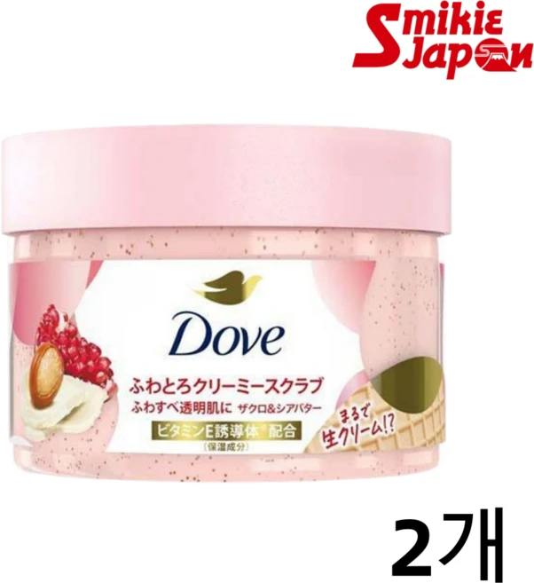 도브 크리미 스크럽 석류 앤 시어버터 바디 각질 케어 보습 샤워용 일본직배송, 2개, 298g - 쿠팡