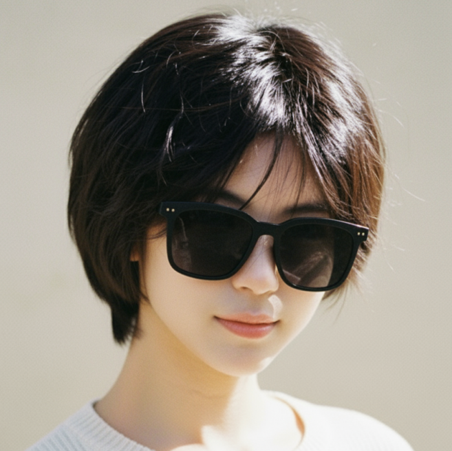 클래식 오버사이즈 무광 블랙 사각 뿔테 드라이브 선글라스