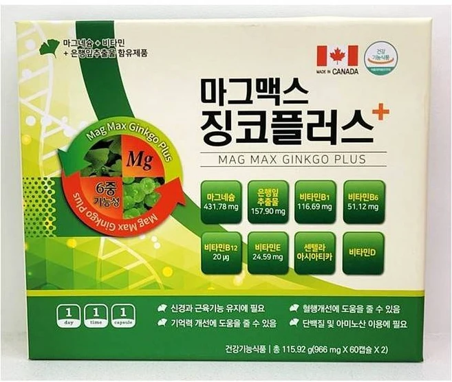 마그맥스 징코플러스 (966mg x 60캡슐 x 2), 60정 - 쿠팡
