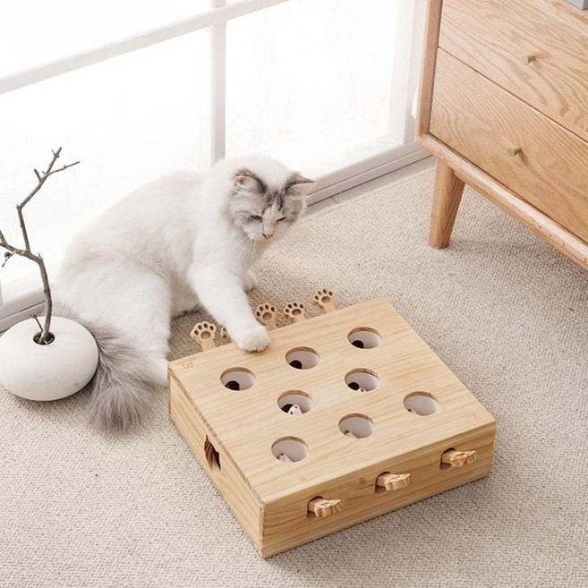 고양이 두더지 잡기 장난감 8구 상자 쥐잡기 캣펀치, A. 3구멍 두더지 게임