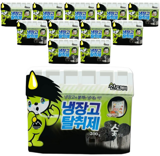 산도깨비 큰 냉장고 참숯 탈취제 본품, 200g, 12개