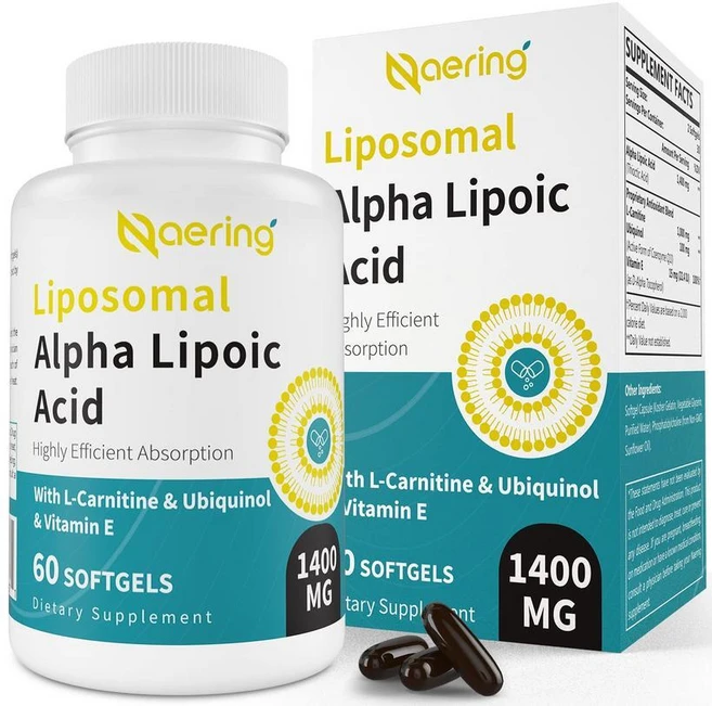 Naering 리포솜 알파 리포산 1400mg 소프트젤 60정, 60 Count (Pack of 1), 1개 - 쿠팡