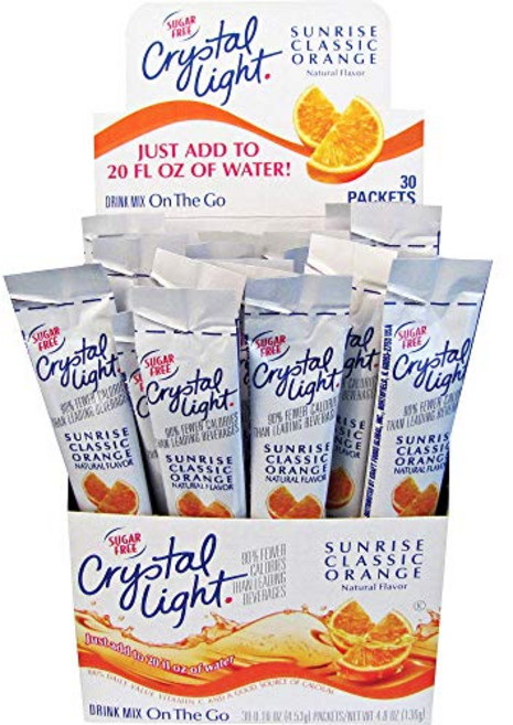 크리스탈 라이트 온 더 고 선라이즈 오렌지 16oz 패킷 30개 Crystal Light On the Go Sunrise Orange .16oz Packets 30/Bo, 1개, 453g