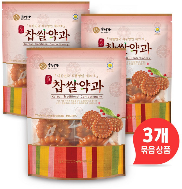 호정가 봉지 찹쌀약과 10p, 350g, 3개