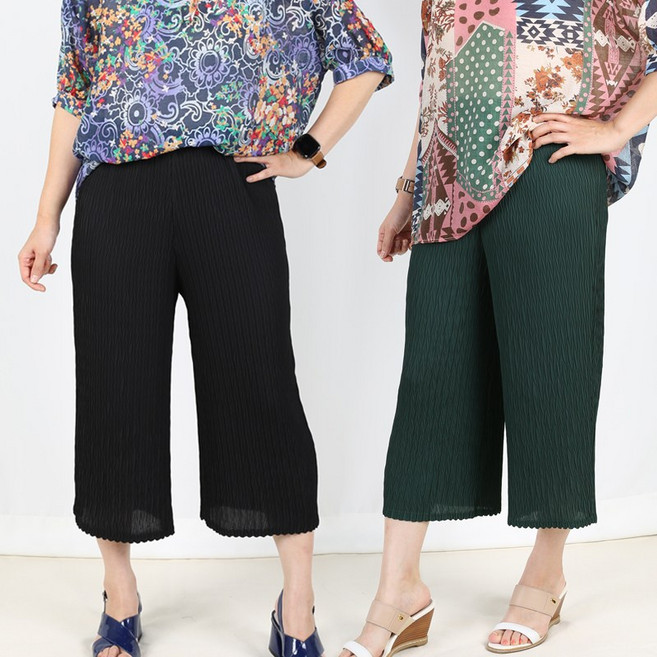 플리츠 통바지 팬츠 와이드 엄마 여름바지 주름 봄 가을바지 밴딩 몸빼 빅사이즈 중년여성옷 국내생산