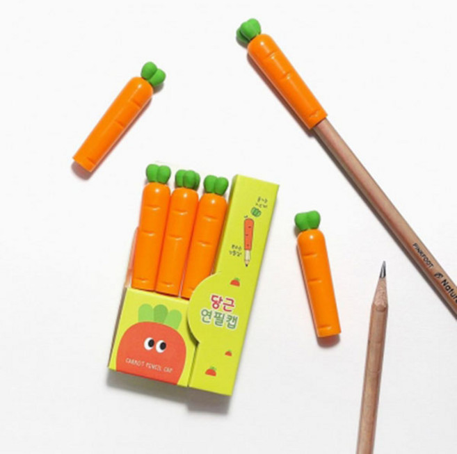 핑크풋 귀여운 당근모양 연필캡세트 연필심보호, 단품, 상세페이지 참조