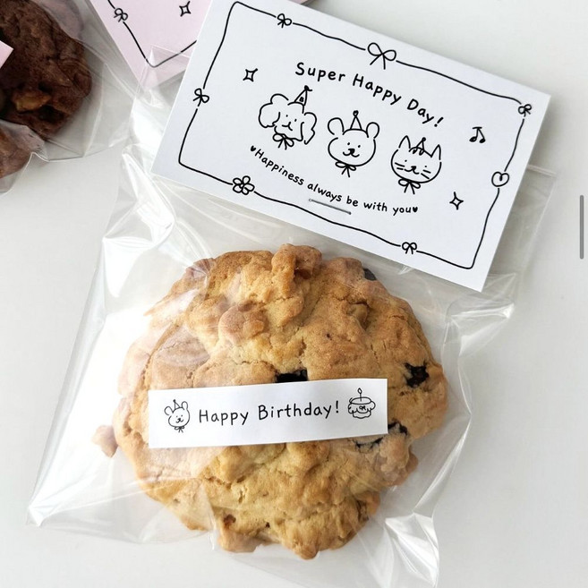 쿠키 악세사리 선물포장 헤더택 포장택 4종 opp, 1.화이트-해피데이, 50개