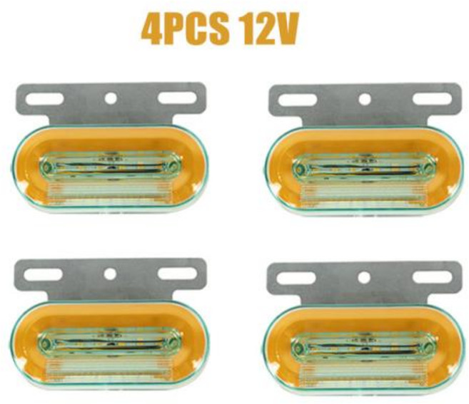 트럭 사이드 조명용 LED 트레일러 클리어런스 라이트 화물 램프 화물차 트랙터 방향 지시등 앰버 레드 화이트 12V 24V, 1) 4pc 12V Yellow