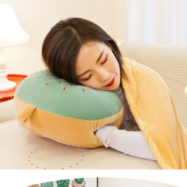 담요선물 무릎담요겸용 극세사큐션 사무실 과일큐션 보온