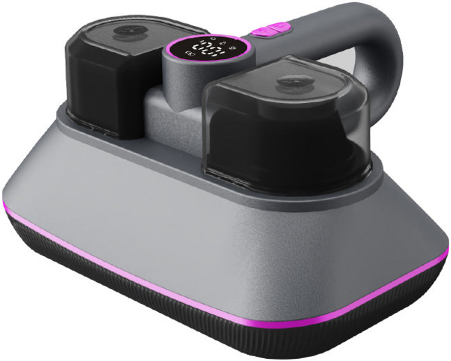 雙杯強吸力除蟎機家用拍打無線手持便攜小型除蟎吸塵器充電除蟎儀, 1個, 1L, 銀灰(英文包裝)中性:雙電機+三節電池+震動拍打+超大吸力+紫外線殺菌