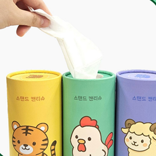 폴그레 캔티슈 50매 4P 차량용컵홀더티슈, 4개, 멀티컬러