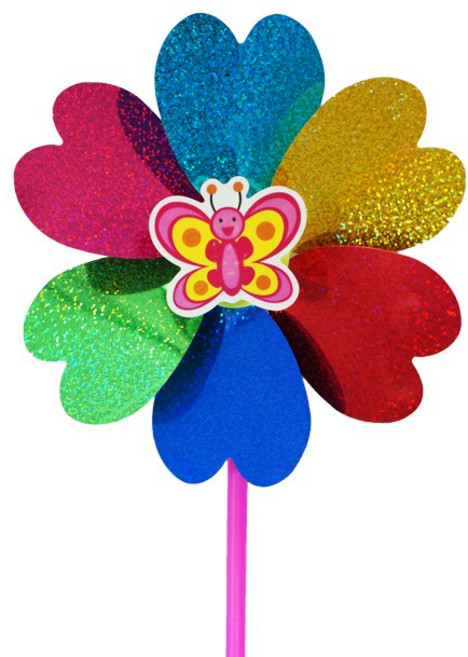 HISHOME 무지개 꽃과 나비 바람개비 만들기 10개입