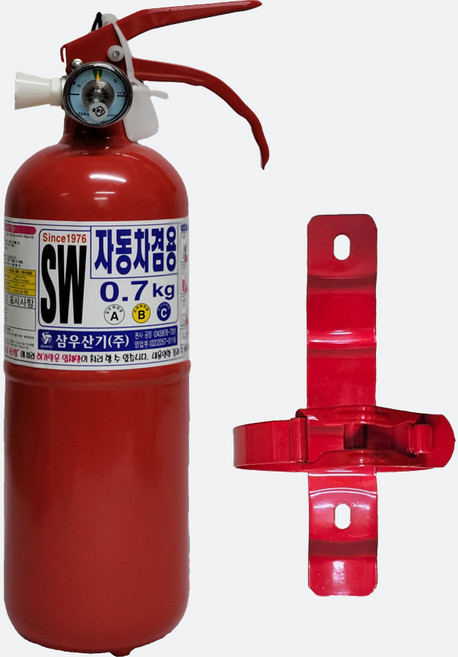 삼우 차량용소화기 0.7kg+브라켓포함 (중국생산) /자동차 정기검사 장착용 차량용 소화기 0.7kg 오피스텔 원룸 고시텔, 1개