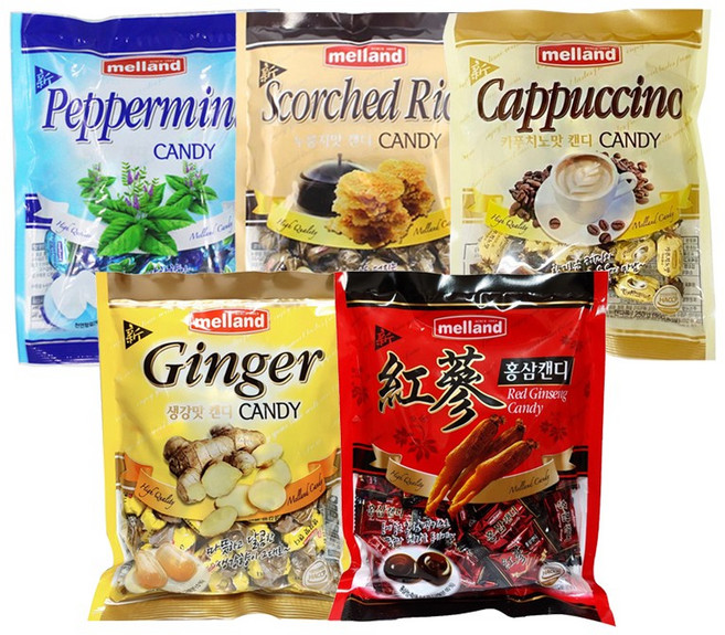 국제제과 달달한 사탕모음5종세트 박하사탕250g+누룽지맛캔디250g+카푸치노캔디250g+생강맛캔디250g+홍삼캔디250g T5, 5개, 250g