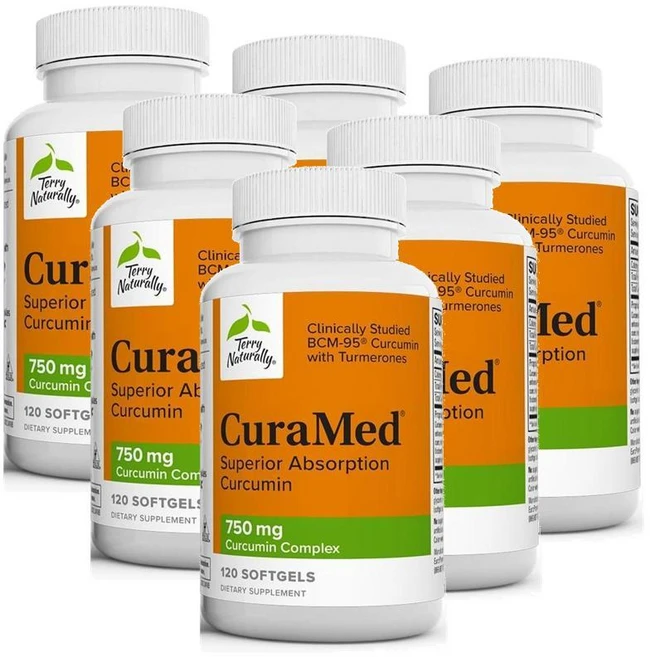 테리 내추럴리 큐라메드 750mg 커큐민 소프트젤 Terry Naturally CuraMed Curcumin, 120정, 6개 - 쿠팡