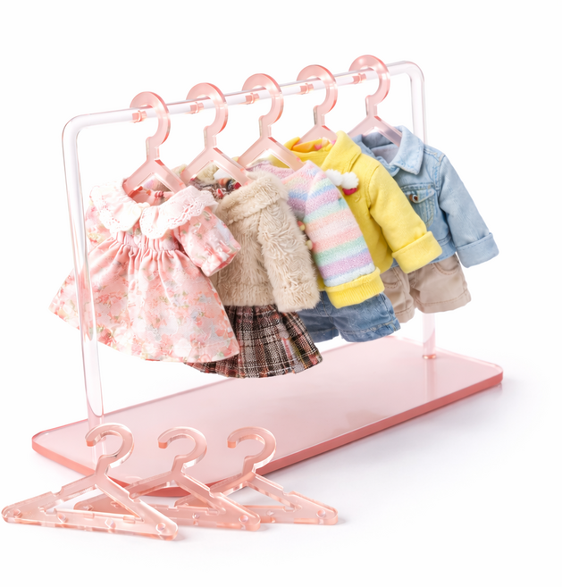 블룸앤모먼 인형옷행거 그로밋옷 모루인형옷 미니인형 옷걸이세트 미니어처, 1개, 핑크