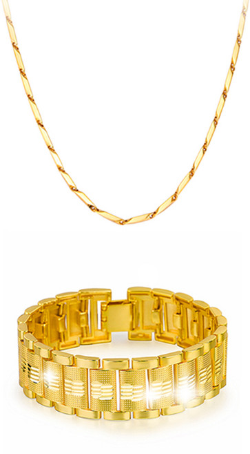 2종세트 18k 5중특수압축도금 목걸이 팔찌 세트 / 대나무육각 맨즈스퀘어