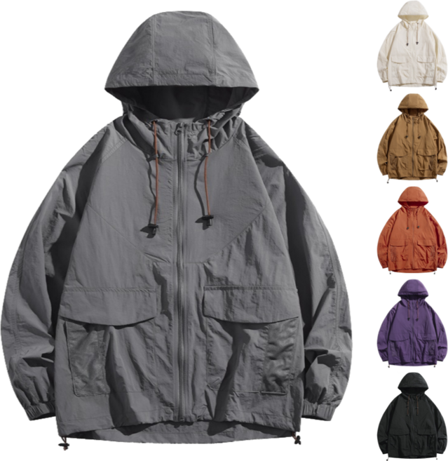 데이그린 남녀공용 경량 후드 집업 바람막이