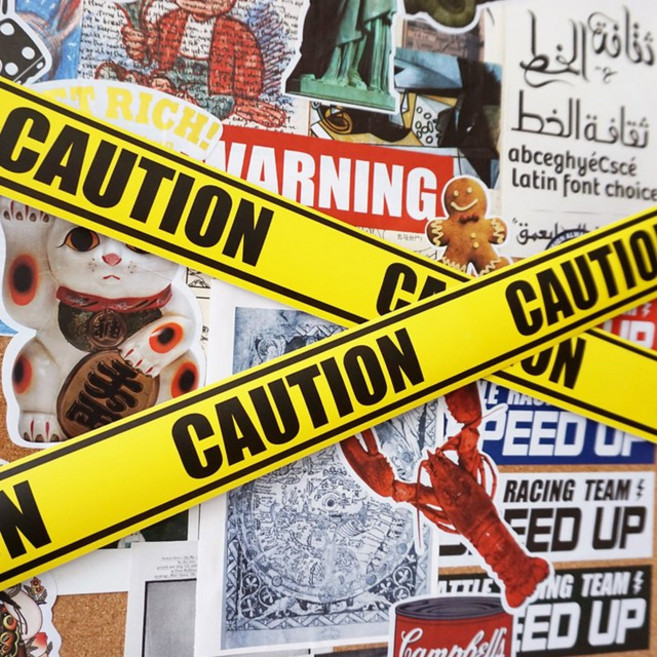 CAUTION 캐리어스티커 5M롤 힙한 노트북꾸미기 방수 아이패드 자전거 냉장고 인스, CAUTION 1롤/5m(옐로우블랙), 1개