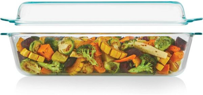 Pyrex 딥 5.2Qt (22.9cm x 33cm(9 13인치)) 유리 뚜껑이 있는 2-in-1 베이킹 접시 캐서롤 및 라자냐용 엑스트라 라지 직사각형 팬 식기세척기 냉, [미국직배송] 5.2 QT, 1개