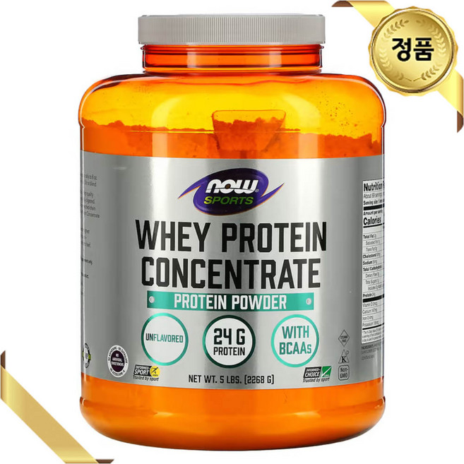나우푸드 스포츠 유청 단백질 24g 농축 분말 2268g 무맛 칼슘 칼륨 아미노산 철분, 1개, 2.268kg