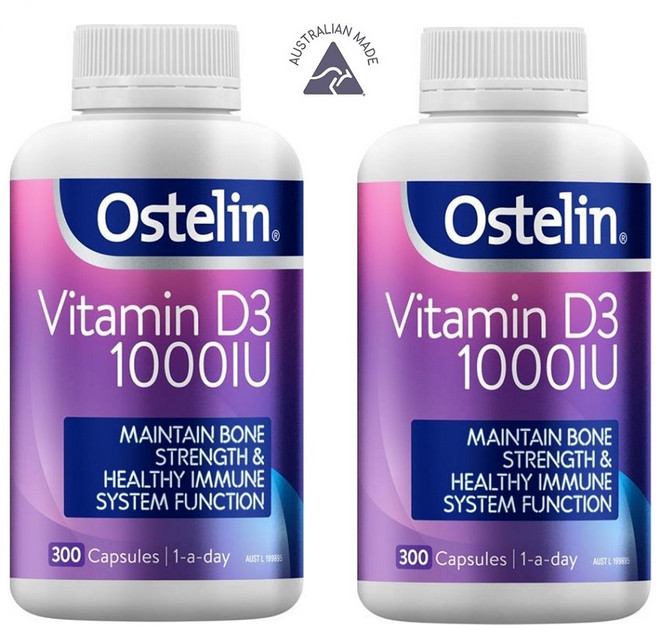 오스텔린 비타민 D3 1000IU 300캡슐 대용량 하루 한캡슐 x 2병, 2개, 300회분