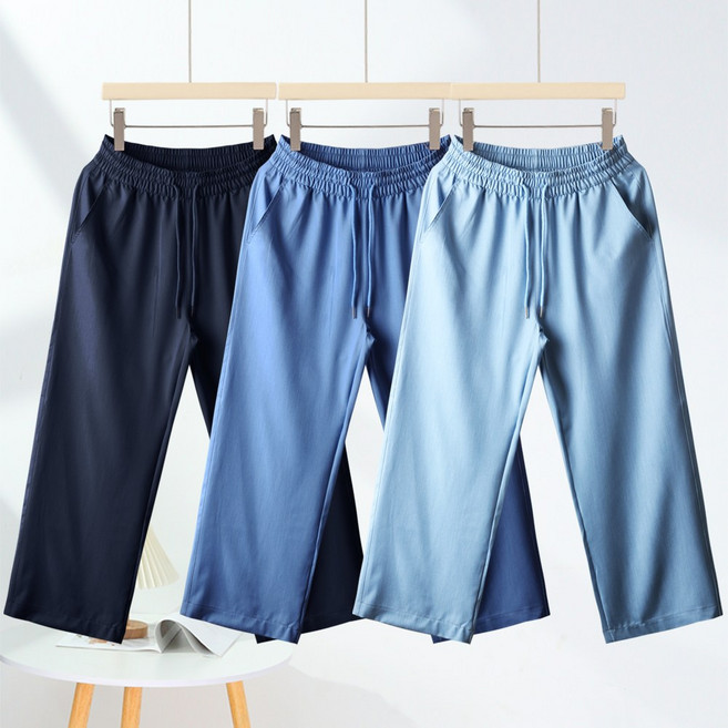 니키진 여성 여름 텐셀 쿨데님 9부 와이드 밴딩 청바지 0803