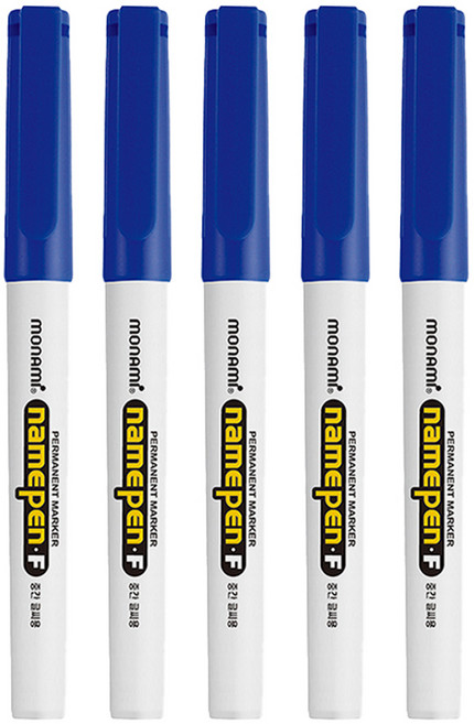 모나미 중간글씨용 네임펜 Fine, 청색, 5개