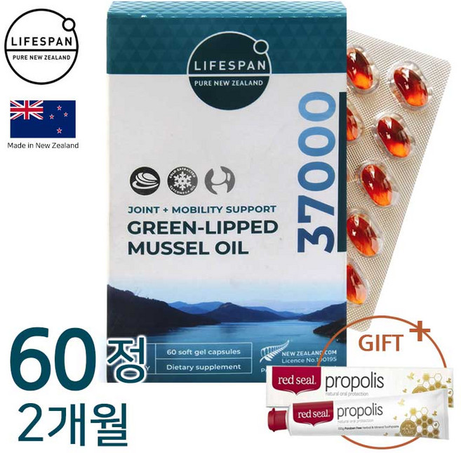라이프스팬 뉴질랜드 초록입홍합오일 37000mg 초록잎홍합 초고함량 사은품, 60정, 1개