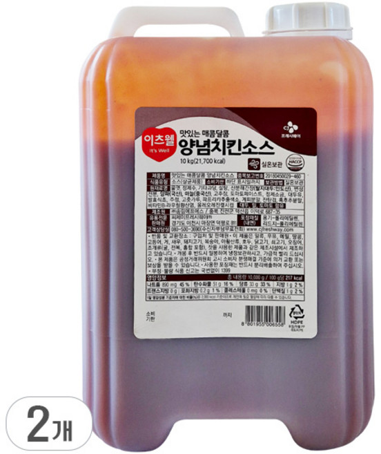 이츠웰 매콤달콤 양념치킨소스 10Kg, 2개