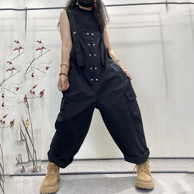 여성 점프수트 빅사이즈 캐주얼 넉넉한 편한 멜빵바지 Women's pants