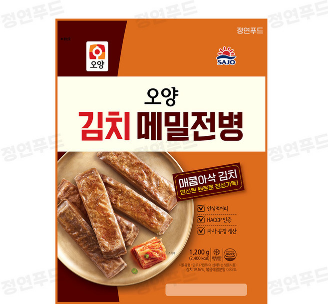 사조오양 김치 메밀전병 (냉동 군만두 매운 매콤), 15개, 1.2kg