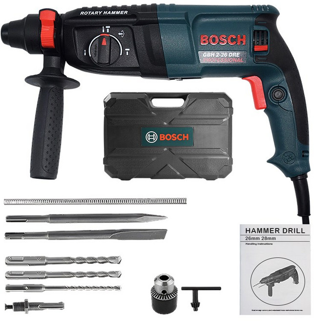BOSCH 시리즈 로터리 해머 드릴 풀 세트(금속 케이스 액세서리 포함) 고성능 콘크리트 차단기 철거 도구, 01 EU, 02 GBH2-28-14attachment