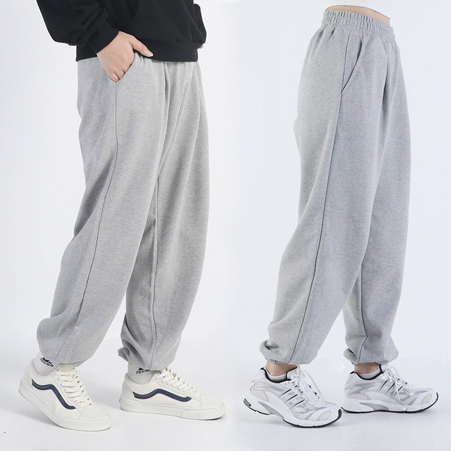 아우라큐 원턱 와이드밴딩조거팬츠 기모 쭈리 밴딩팬츠 소세지바지 빅사이즈 남여공용