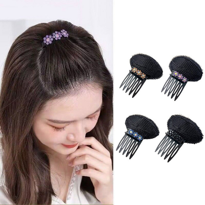 여성 큐빅 헤어빗핀 정수리 볼륨핀 헤어핀 4종세트