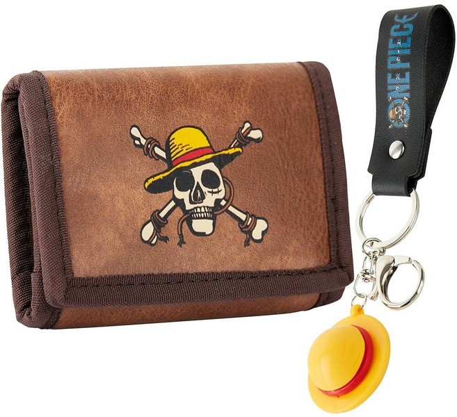One Piece Wallet and Key Ring Set for Boys Teens Men Tri-Fold ID Wallet Keychain with Collecto