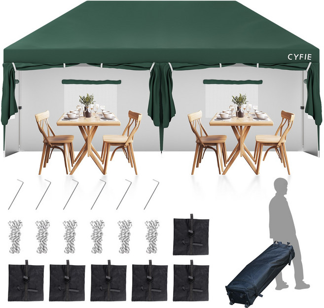 접이식 캐노피 행사용 대형 천막 휴대용 캠핑텐트 지붕 타프 그늘막 포장마차 천막 바람막이 3mx6m, 그린