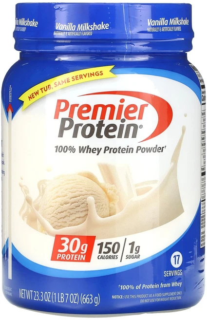 Premier Protein 100% 유청 단백질 분말 바닐라 밀크셰이크 맛 663g(1lb/7oz), PremierProtein100유청단백질분말바닐라밀크셰, 1개 - 쿠팡