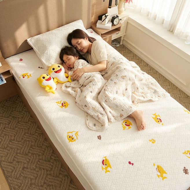 26년 NEW 핑크퐁 아기상어 냉감패드 유아 아기 어린이 여름 이불 침대 쿨매트, 화이트