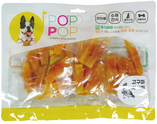 NEW POPPOP 뉴 팝팝 덴탈케어 애견간식 고구마사사미, 1개, 400g, 고구마