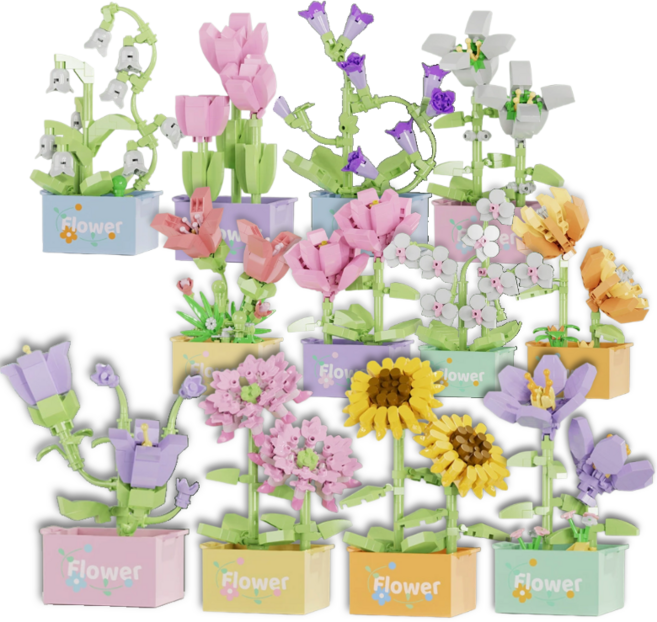 [나노킹-감성블럭] 시들지 않는 꽃화분 호환블럭 DN107, 12개