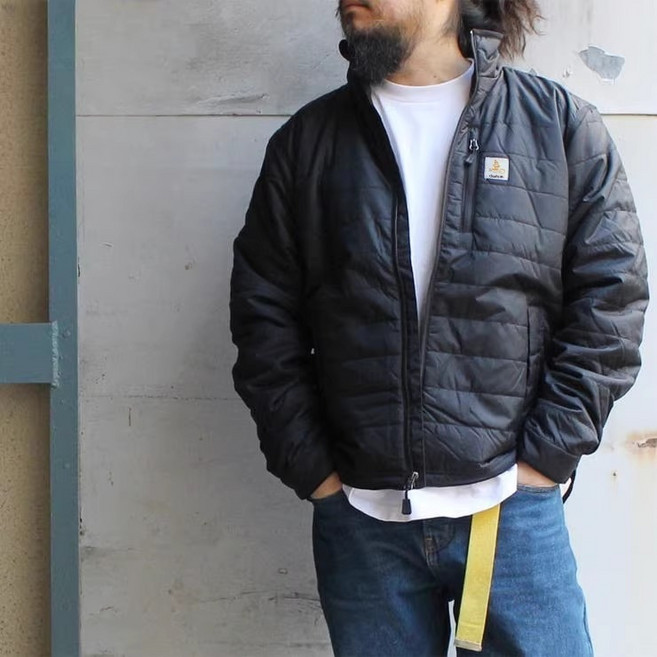 秋冬寬鬆黑色保暖夾克 防潑水 city boy