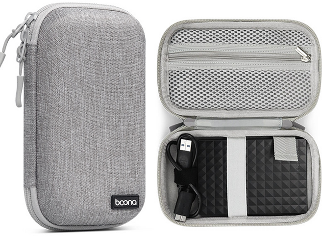 더심플러 휴대폰 보조배터리 / 외장하드(2.5 인치) 케이스 / 휴대용 외부 출장 대용량 스토리지 파우치 / 학교 회의 출근 조별과제 발표 필수품 / 입사 퇴사 선물, 오리지널 EVA (그레이), 1개