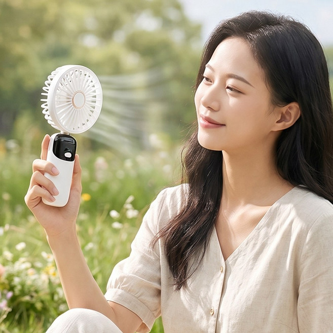 라우드 저소음 손풍기 휴대용 선풍기 빅팬 5단, 화이트, LS701