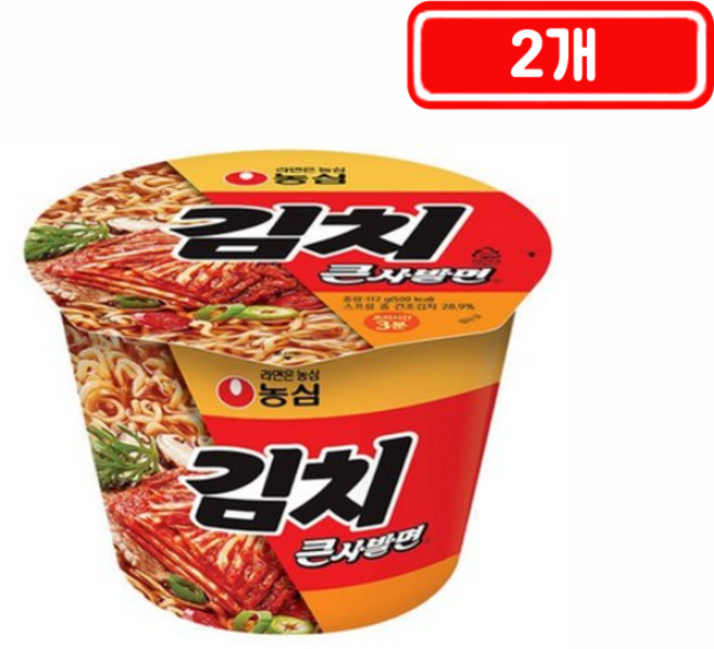농심 김치 큰사발면 112g, 2개