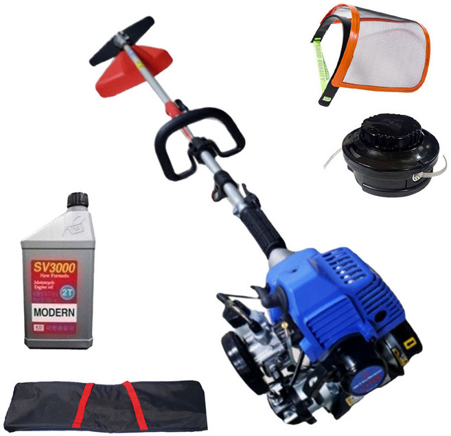 신모델 고급형 미쓰비시 메이키 부탄 가스 견착식 예초기 TL231 LPG 작업대 미쯔비시 벌초기 2행정 엔진오일 줄날 안면보호구 포함, 1개