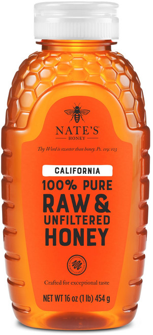 네이트 캘리포니아 100% 순수 생 & 비정제 꿀 - 16 Nate's California 100% Pure Raw & Unfiltered Honey - 16 oz. Squee, 1.3kg, 1개